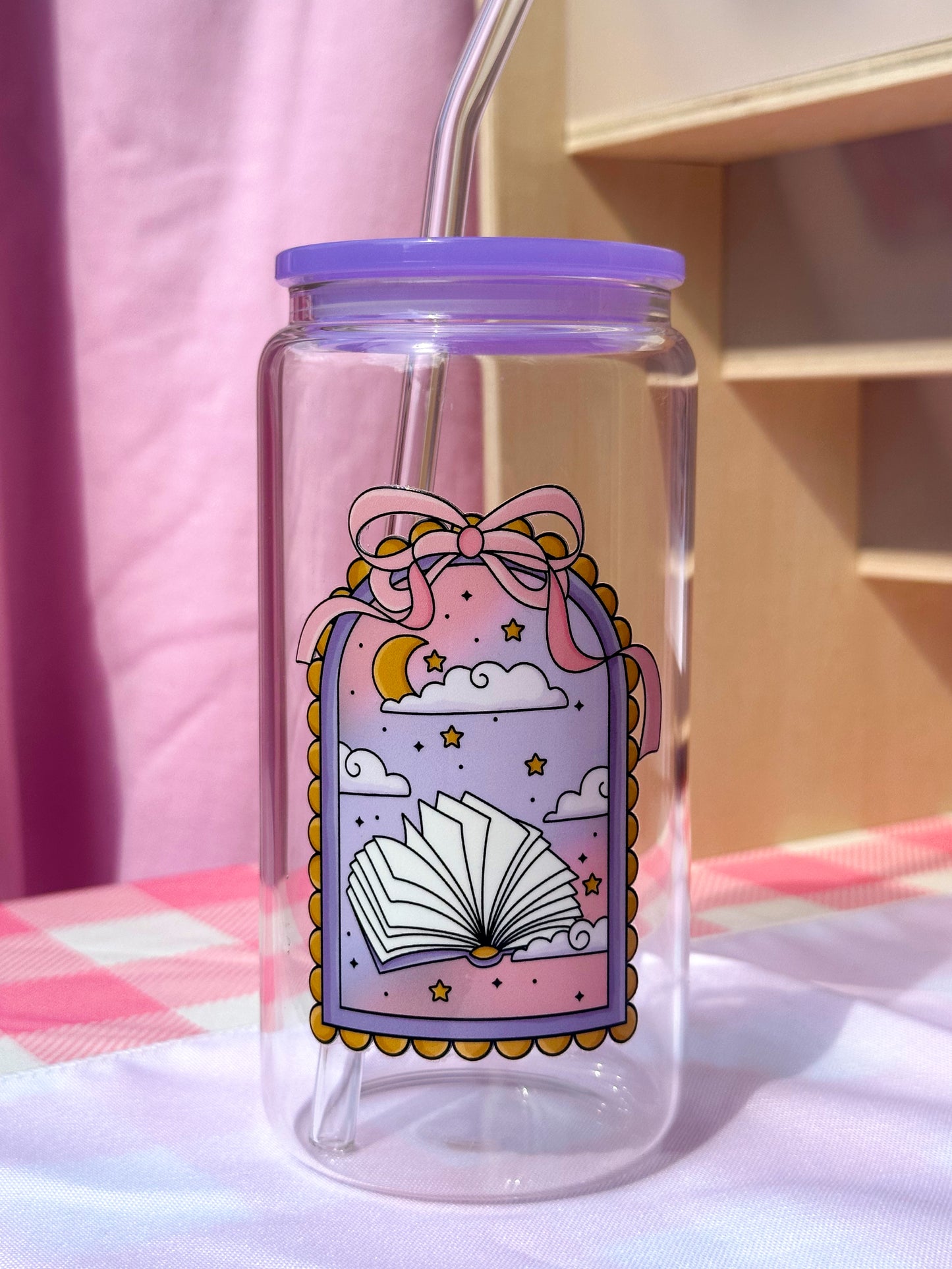 Fantasy Reader Purple Clear Glass Cup