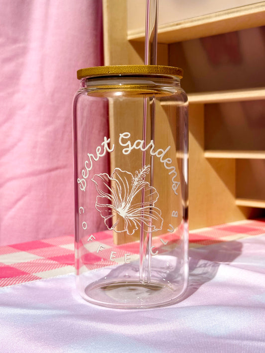 Secret Gardens Coffee Club Clear Glass Cup
