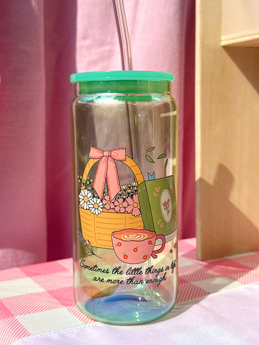 ‘The Little Things In Life Are More Than Enough’ Holographic Glass Cup