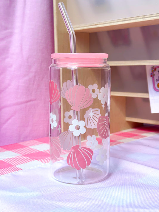 Seashell Pink Clear Glass Cup