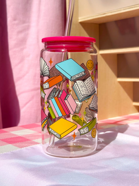 Smiley Books Clear Glass Cup