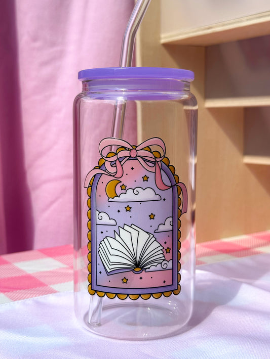 Fantasy Reader Purple Clear Glass Cup