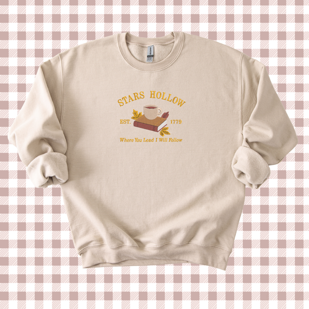 Tan Stars Hollow Embroidered Sweatshirt