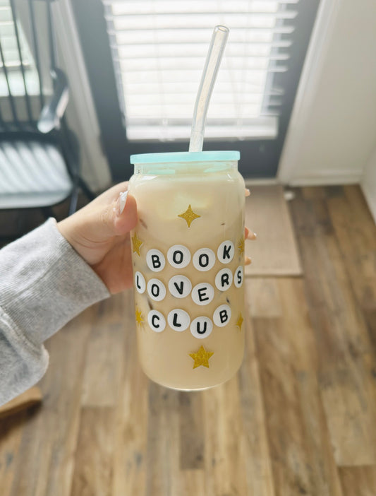 Book Lovers Club Clear Glass Cup