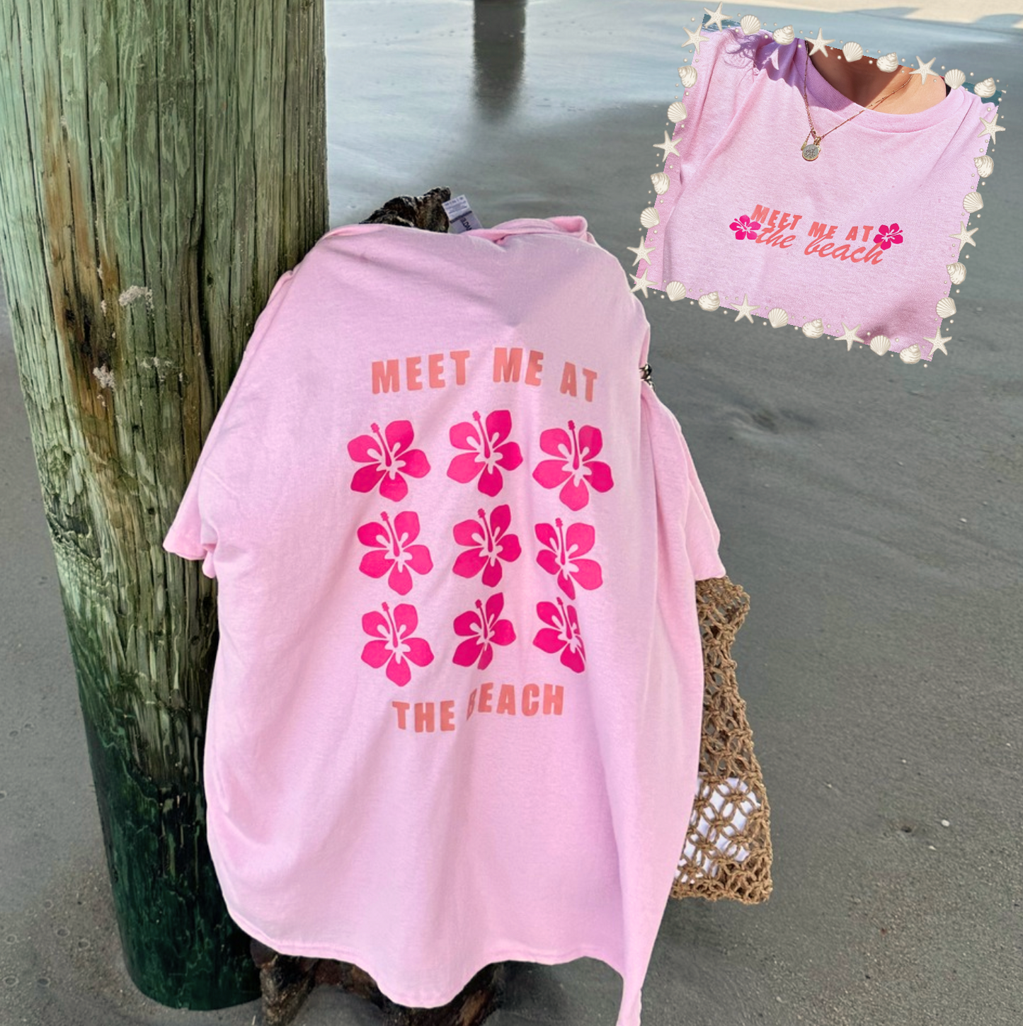 Baby Pink "Meet Me At The Beach!"T-shirt