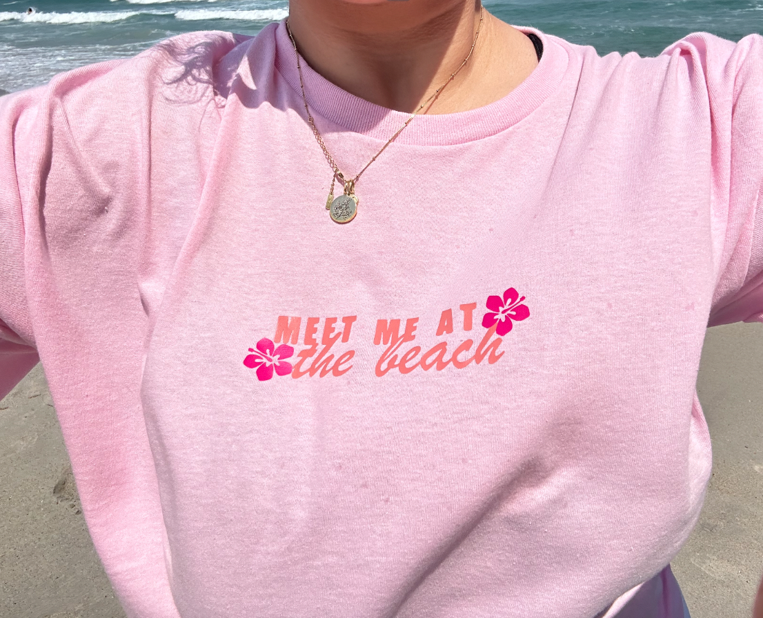 Baby Pink "Meet Me At The Beach!"T-shirt