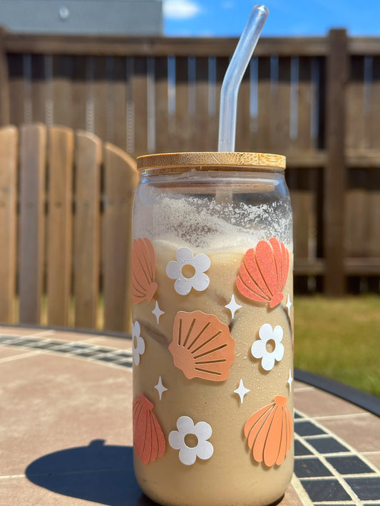 Pretty Summer Glass Libbey Cup (Peach)