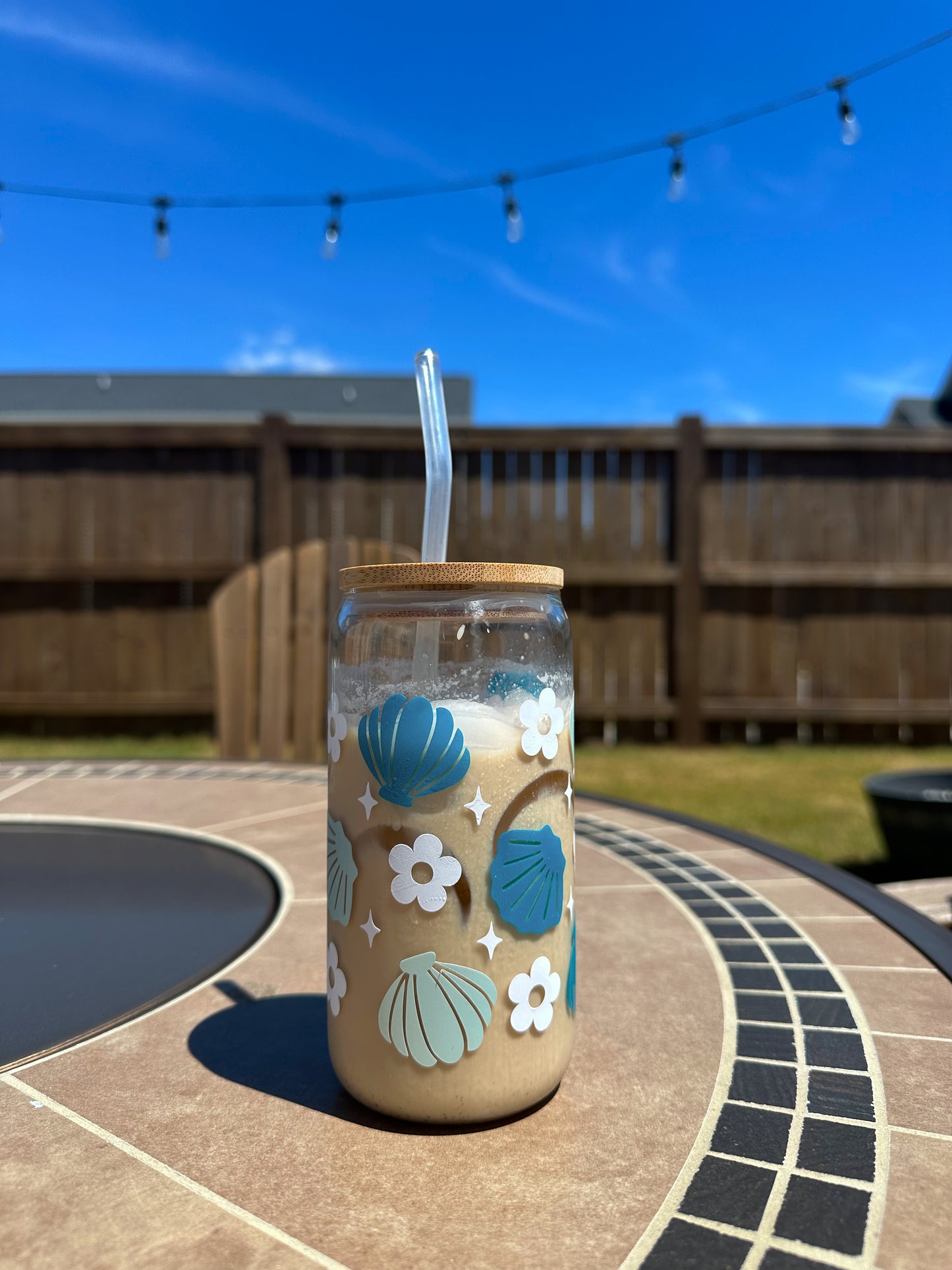 Pretty Summer Glass Libbey Cup (Blue)